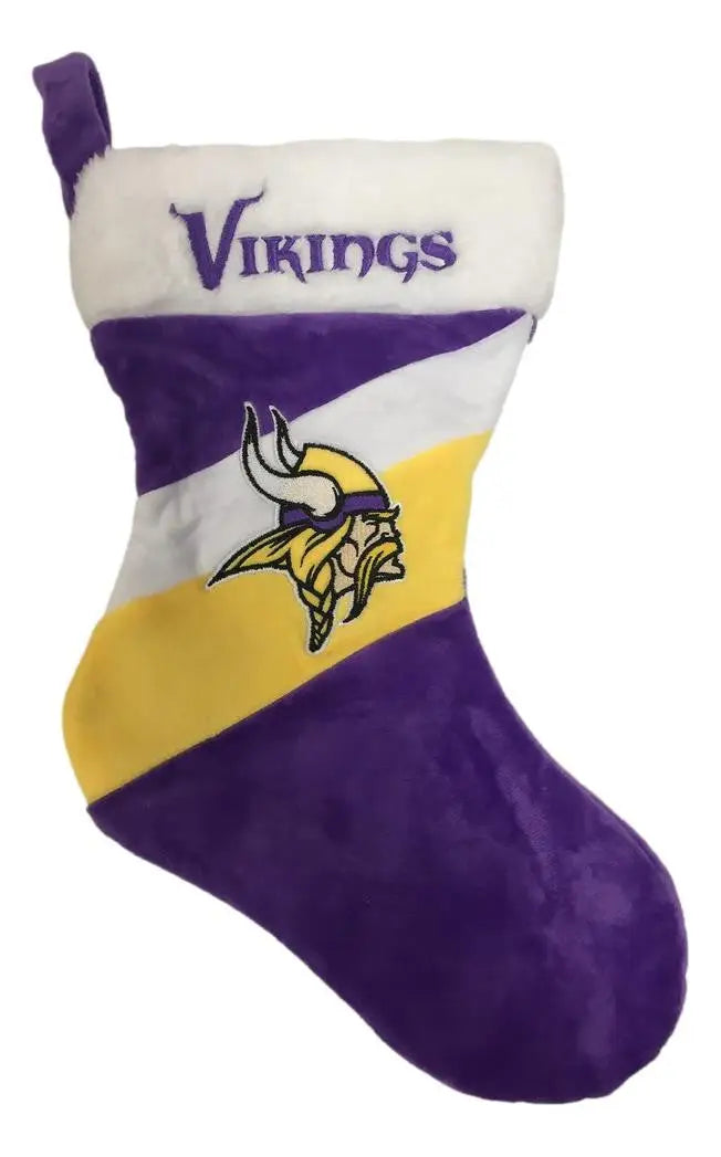 Christmas stocking in Minnesota Vikings colors and logo for NFL holiday celebrations