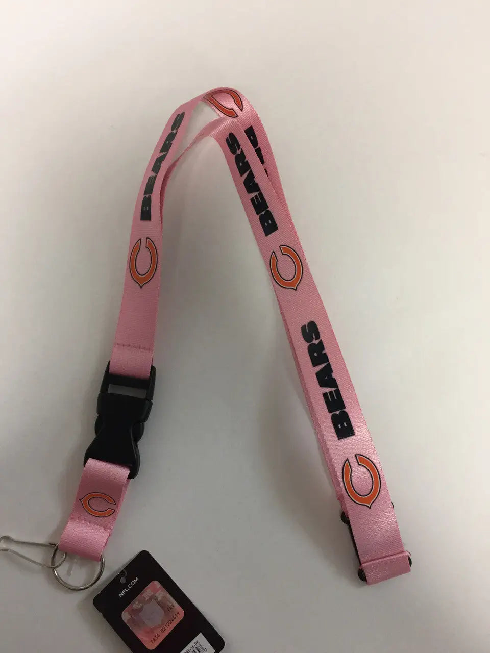 Pink lanyard with clip for NFL Football Team Logo and baseball cards display