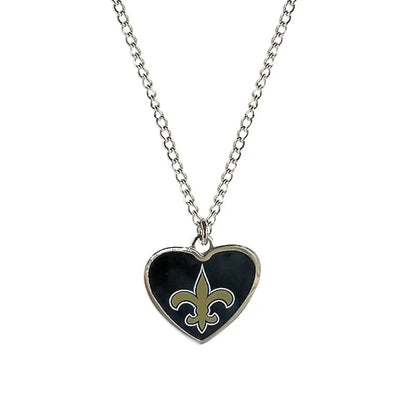 Heart-shaped logo heart pendant featuring New Orleans Saints fleur-de-lis design