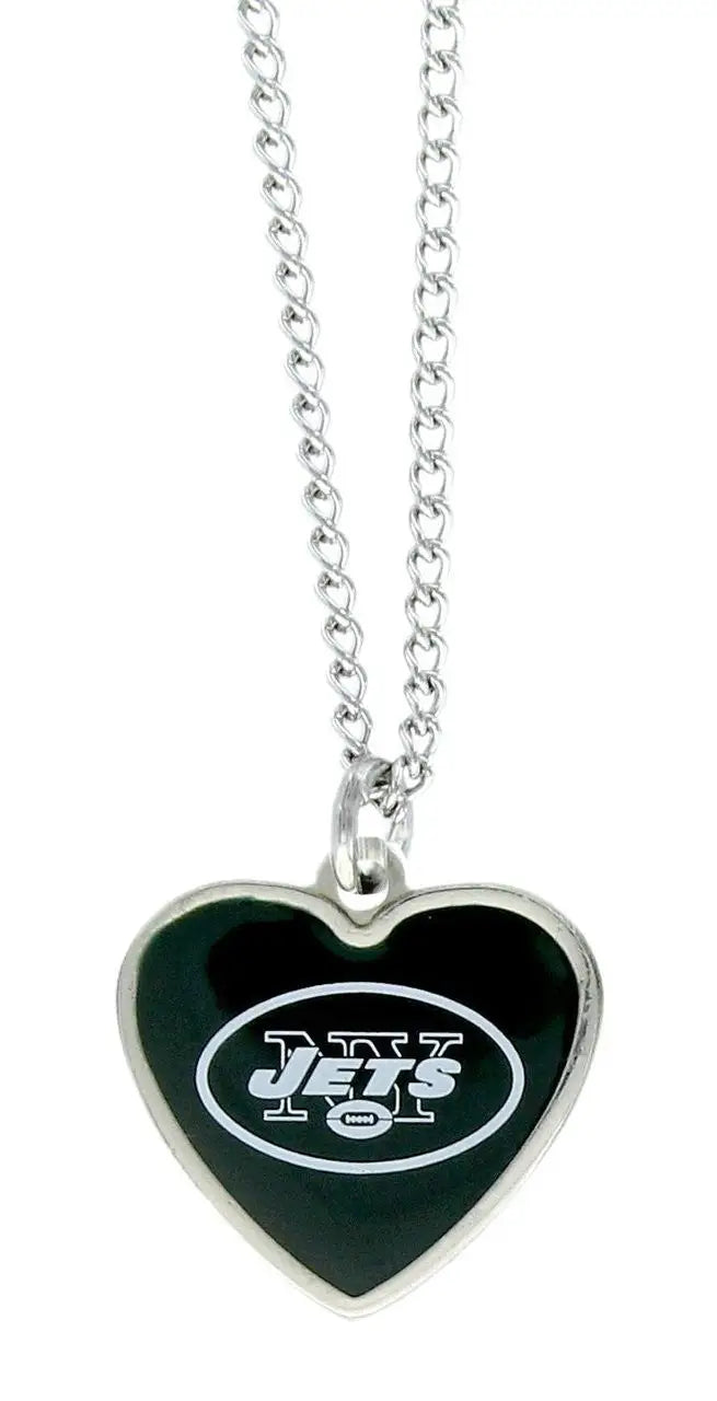 Heart-shaped logo heart pendant featuring the New York Jets color logo