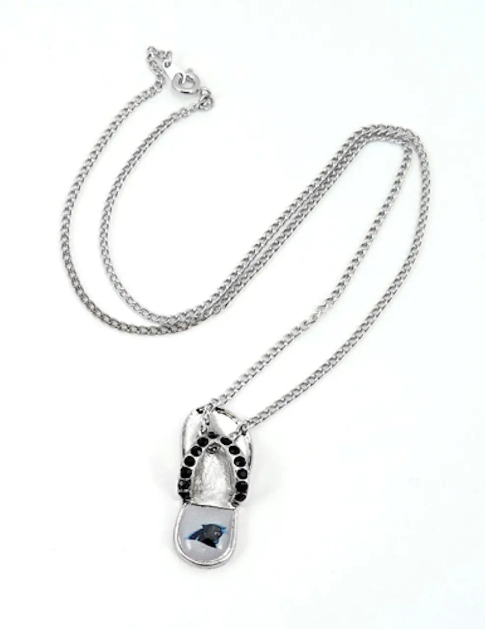 Silver Crystal Flip Flop Necklace featuring NFL Team Logo for Women