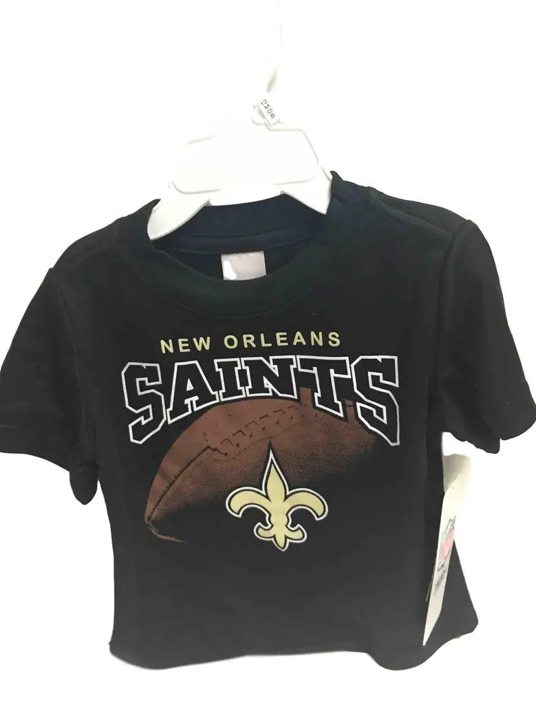 Black NFL Kids Short Sleeve Football Logo Tee featuring New Orleans Saints logo