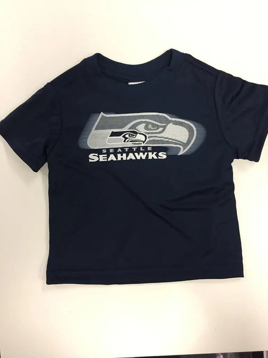 Navy blue NFL Kids team logo tee featuring Seattle Seahawks logo and text