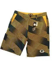 NFL Mens Diagonal Stripe Walking Shorts featuring Green Bay Packers logo and vibrant colors