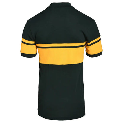 Cotton stripe polo in dark green with yellow stripes for Green Bay Packers fans