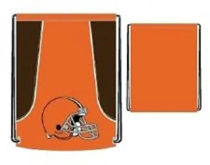 Football helmet-themed drawstring backpack in orange and brown for NFL Team fans