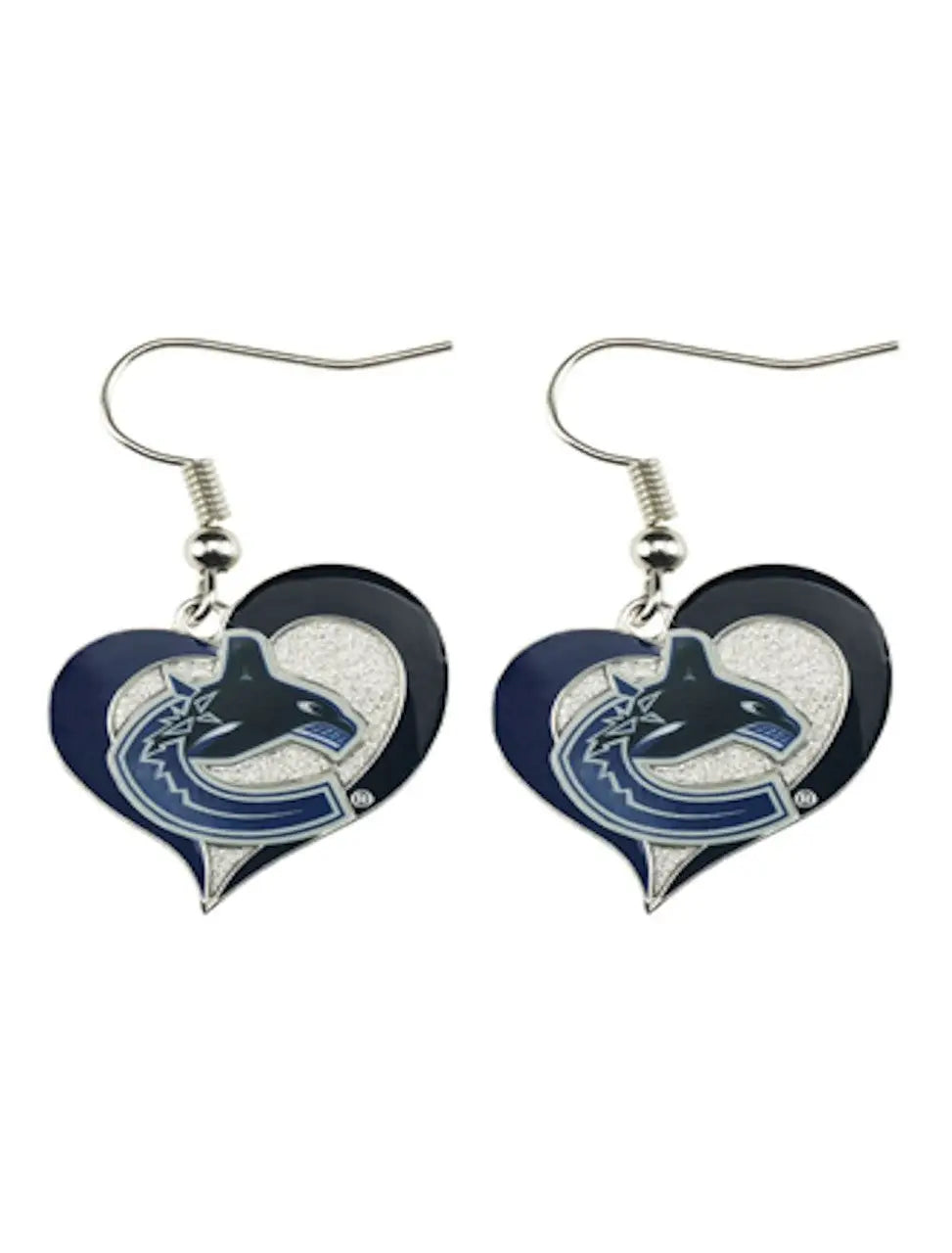 Heart earrings with Vancouver Canucks logo in NHL Swirl Heart Earrings collection