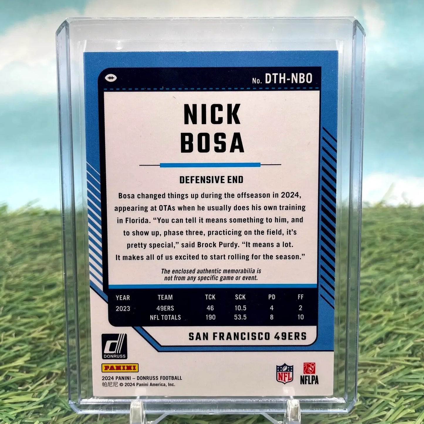 Nick Bosa 2024 Panini Donruss jersey patch card San Francisco 49ers collectible item