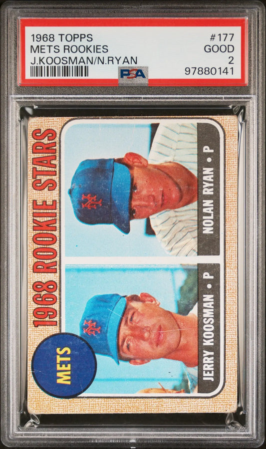 Nolan Ryan 1968 Topps Rookie baseball card in PSA graded protective case