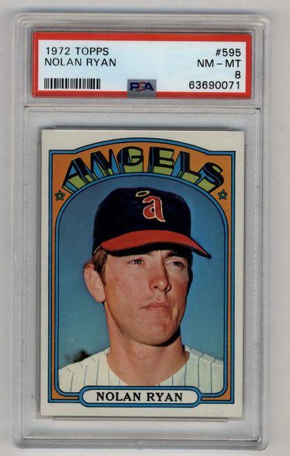 PSA-graded 1972 Topps Nolan Ryan baseball card in protective case for trading cards