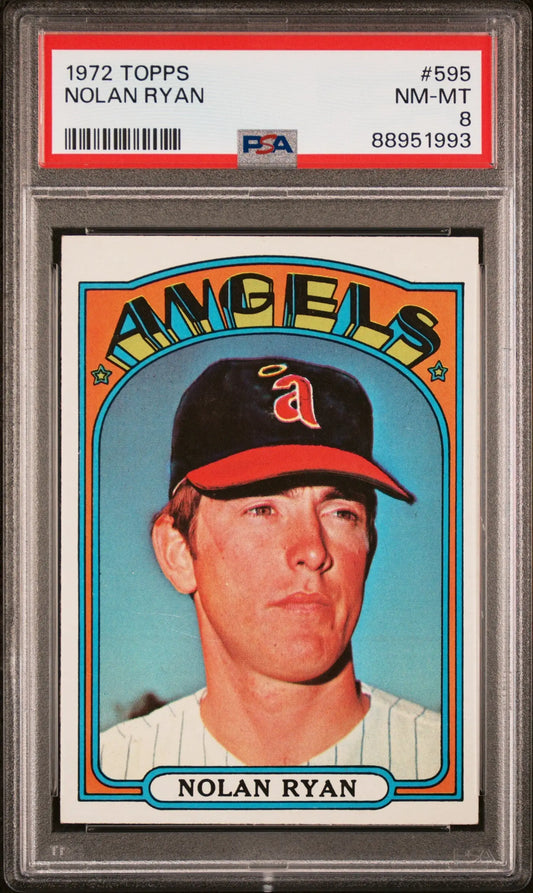 PSA-graded 1972 Topps Nolan Ryan baseball card in protective case for collectors