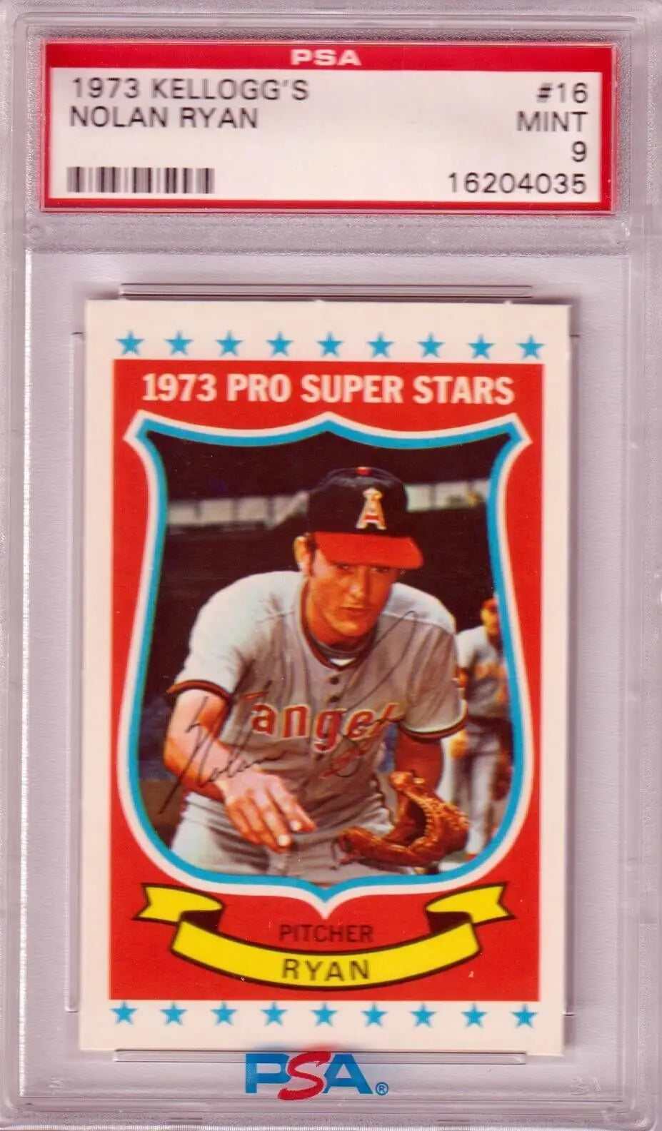 PSA-graded 1973 Kellogg’s Pro Super Stars Nolan Ryan Angels single card from Columbia Hobby