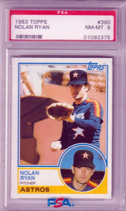 PSA-graded 1983 Topps Nolan Ryan baseball card showcasing Astros pitcher, available with free shipping