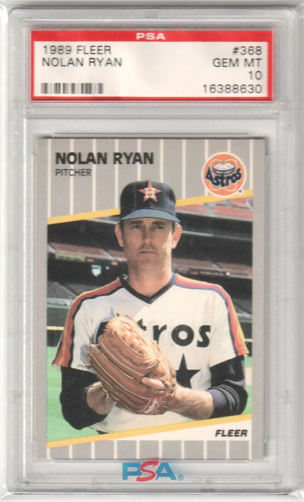 Graded Nolan Ryan 1989 Fleer #368 PSA 10 GEM MINT trading card for Columbia Hobby