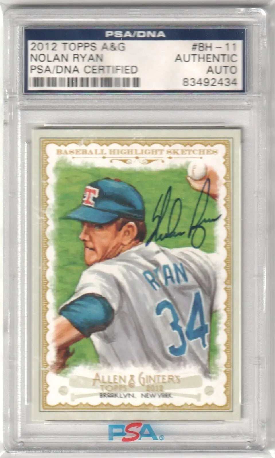 PSA-graded autographed Nolan Ryan 2012 Topps Allen & Ginter baseball card for sale