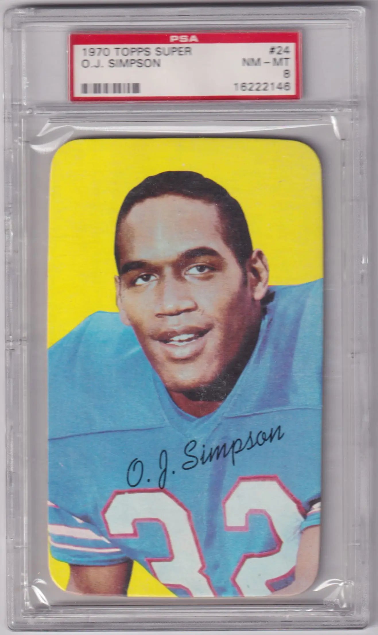 PSA-graded 1970 Topps Super football card of O. J. Simpson, Buffalo Bills, #32