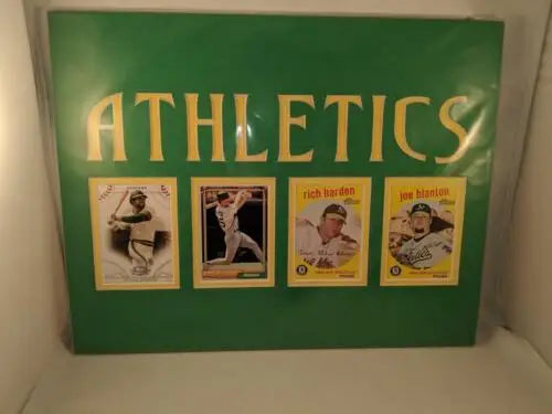 Green Athletics baseball card display in Oakland Athletics A’s 4 Trading Card Holder