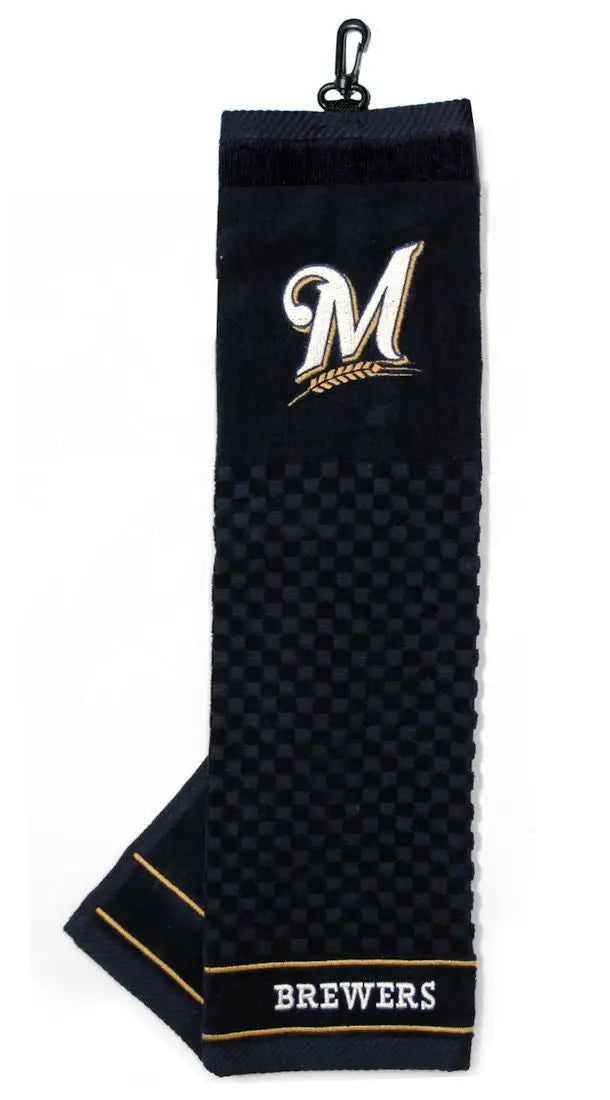 Milwaukee Brewers embroidered golf towel in Officially Licensed MLB design