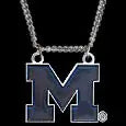 Silver chain necklace pendant with blue M logo for NCAA team spirit