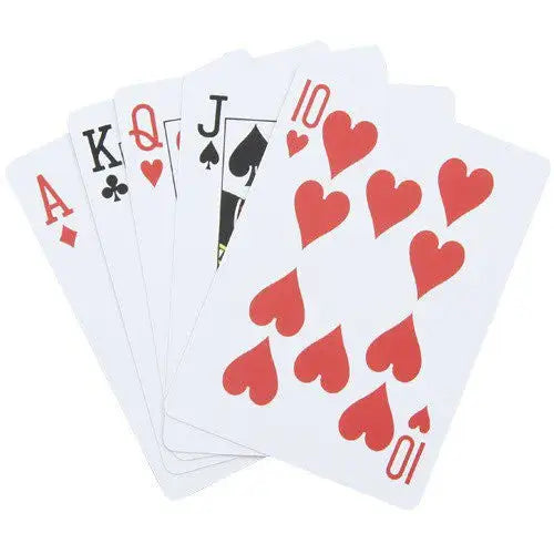 MLB playing cards fanned out showcasing a winning poker hand