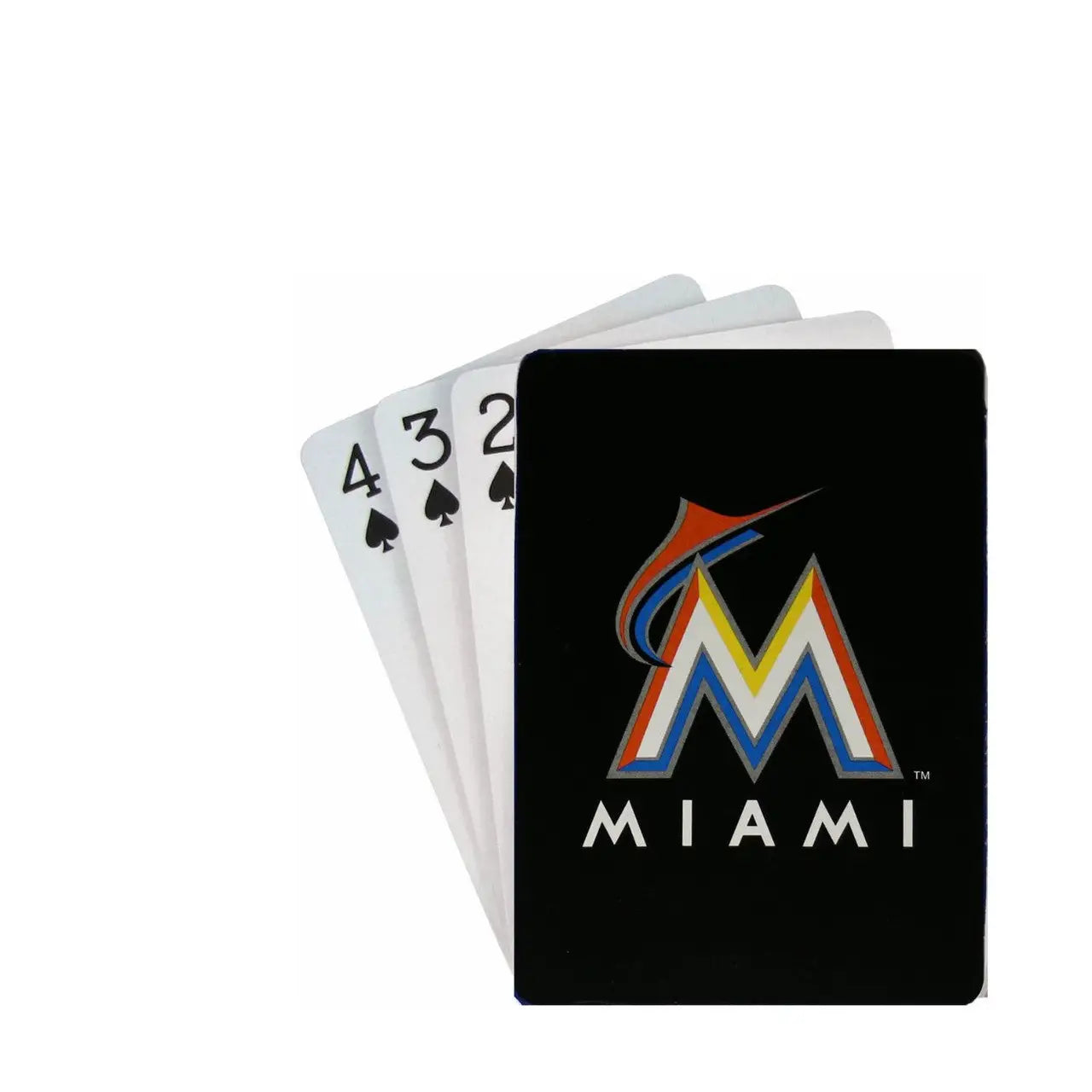 Miami Marlins MLB playing cards featuring team logo in Official MLB Diamond Plate design