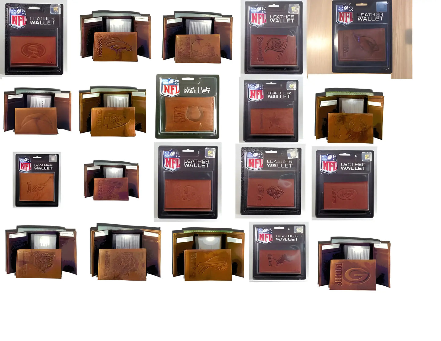 NFL Embossed Leather Wallets with Team Logos in TriFold Design Choose Your Team