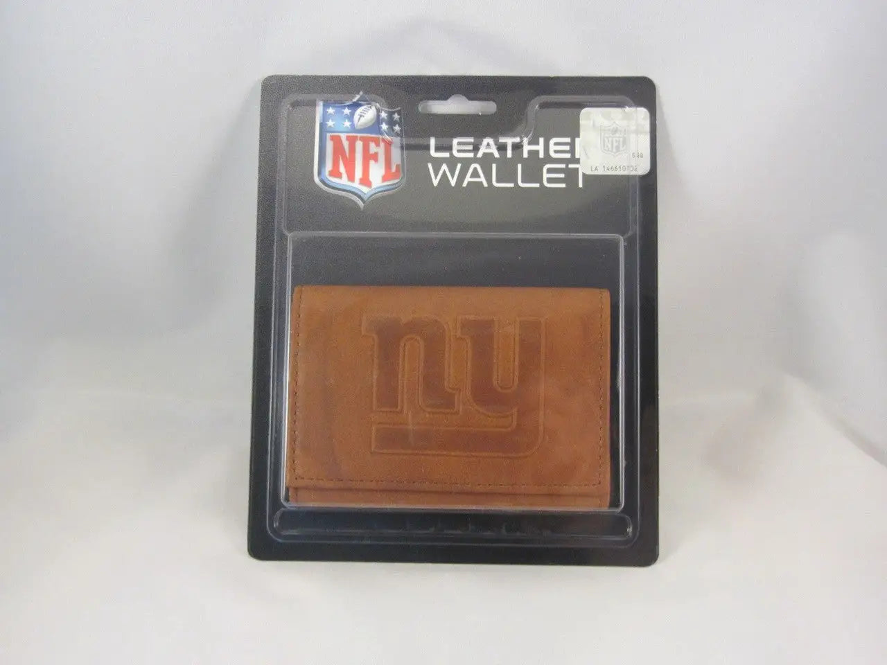 NFL embossed leather wallet featuring New York Giants logo in official tri-fold design