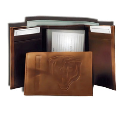 NFL Embossed Leather Wallet TriFold with Bear Logo for Team Fans