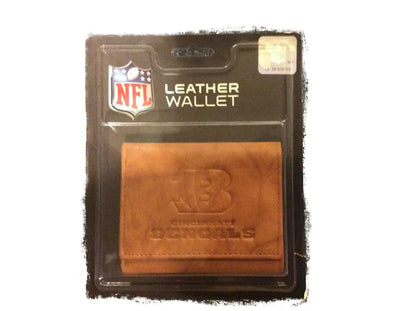 NFL embossed leather wallet featuring an embossed Cincinnati Bengals logo