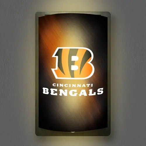 Illuminated Cincinnati Bengals logo on Official NFL Motiglow Backlit Light Up Sign