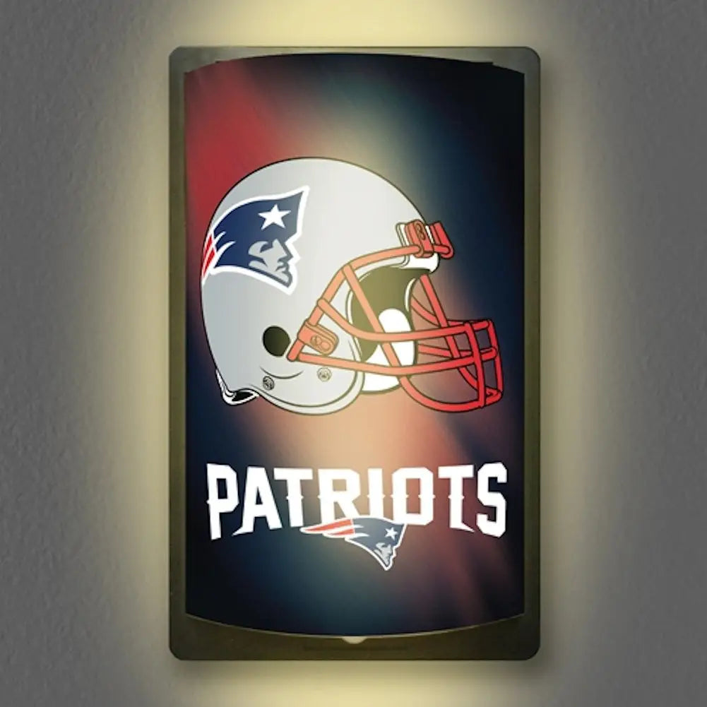 Illuminated wall sign of New England Patriots logo for football cards collectors