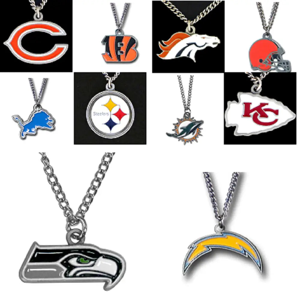 Officially Licensed NFL Team Logo Pendants and Necklaces Showcasing Various NFL Teams