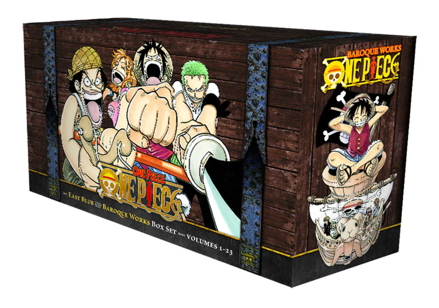 One Piece Box Set Volume 01 featuring vibrant artwork and collectible trading cards