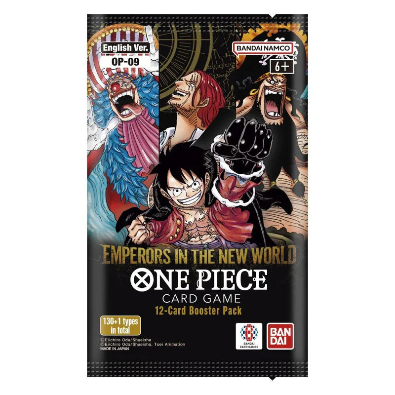 One Piece card game booster pack featuring Four Emperors in the New World artwork