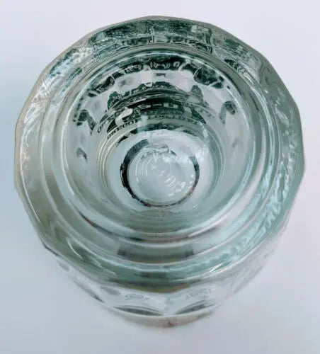 Clear glass jar top view showcasing concentric patterns for Championship Arizona shot glass