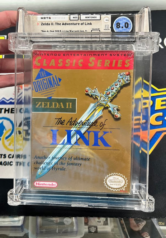 Wata Certified 8.0 Zelda II: The Adventure of Link Sealed Game with gold cartridge