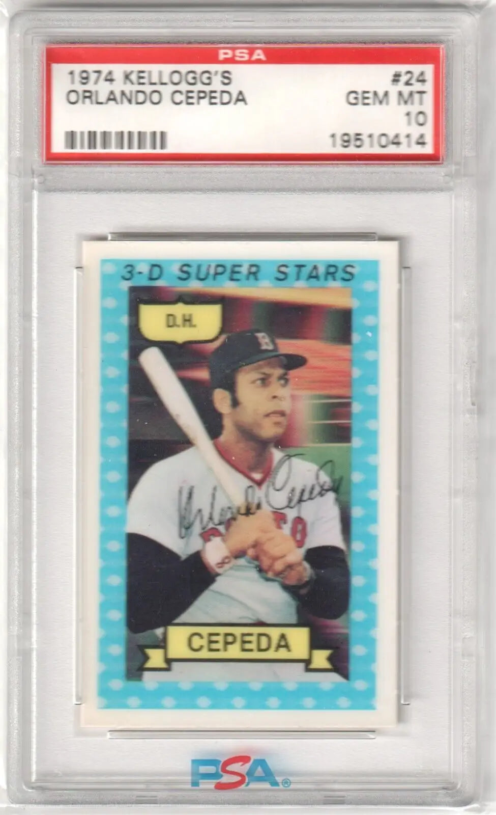 PSA 10 Gem Mint Orlando Cepeda 1974 Kellogg’s 3-D Super Stars baseball card - Braves, single cards