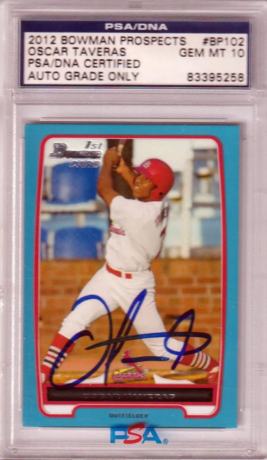 PSA-graded Oscar Taveras 2012 Bowman Prospects autographed card with box free shipping