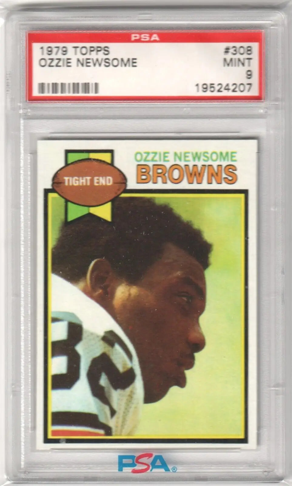 PSA-graded 1979 Topps Browns football card in protective case from Columbia Hobby