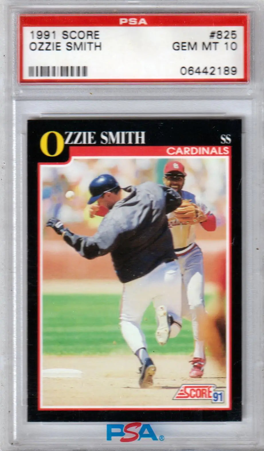 PSA-graded Ozzie Smith 1991 Score baseball card in GEM MINT condition, Columbia Hobby