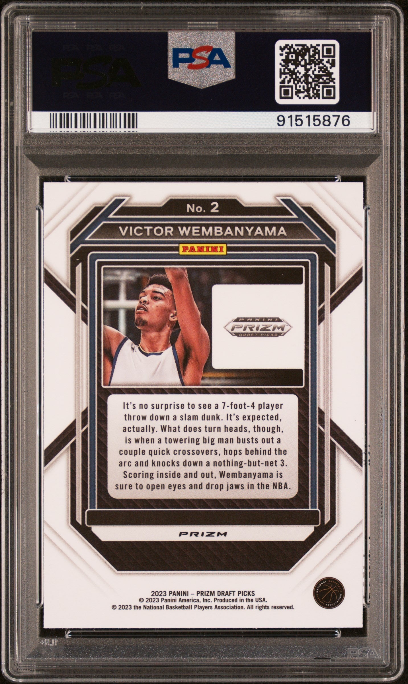 Victor Wembanyama 2023 Prizm Draft Purple Wave PSA 10 Gem Mint free throw card