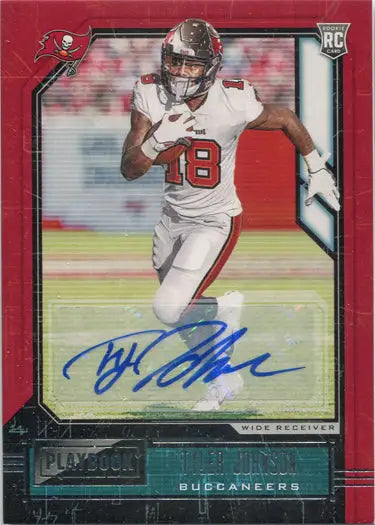 Tyler Johnson trading card showcasing Tampa Bay Buccaneers player running with the ball