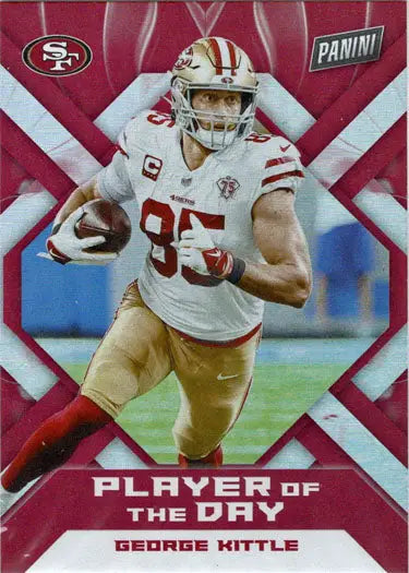 San Francisco 49ers George Kittle Foil Parallel Card in action from Panini Player Of The Day