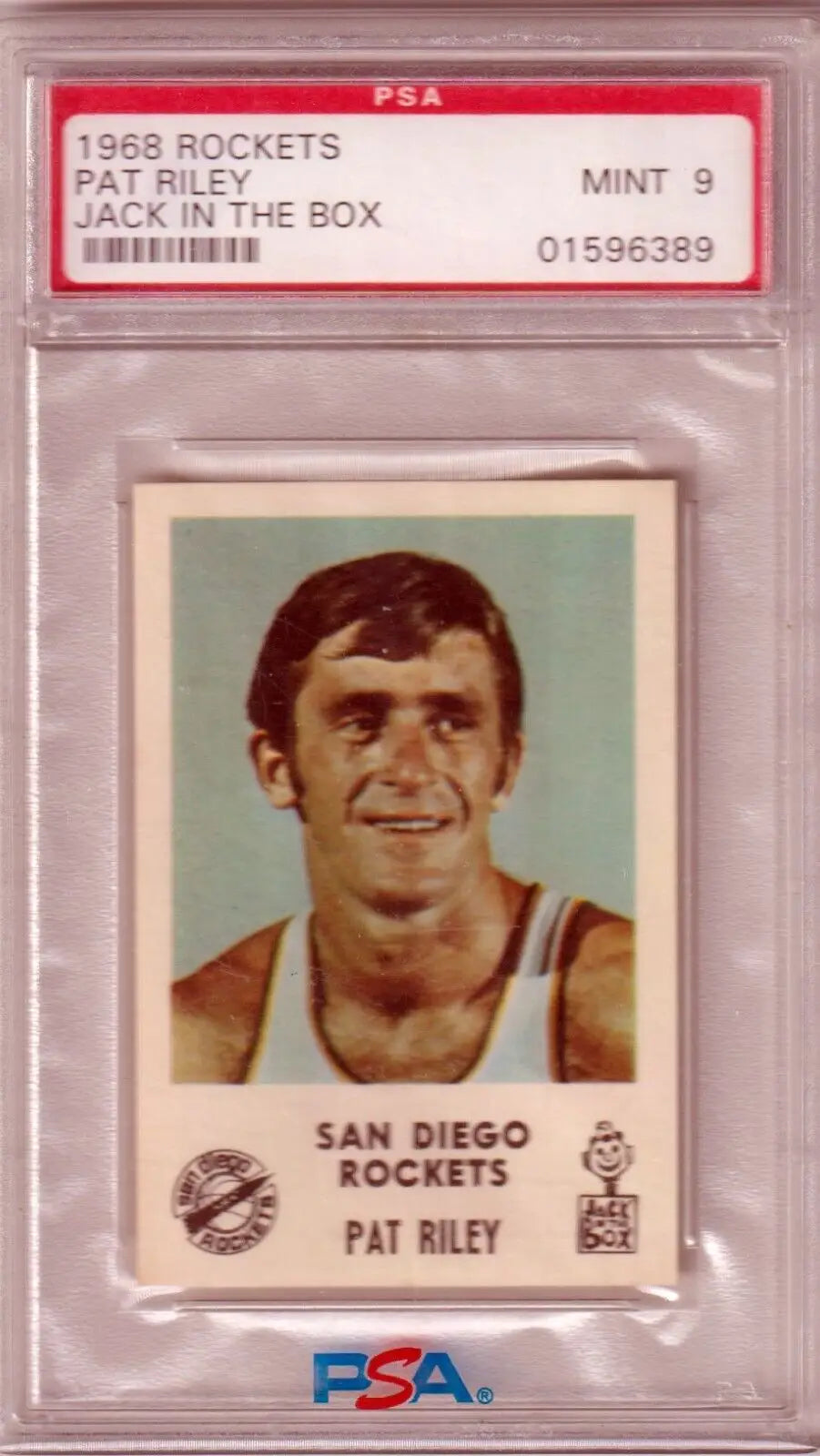 PSA-graded 1969 San Diego Rockets basketball card in case, great for single cards collectors