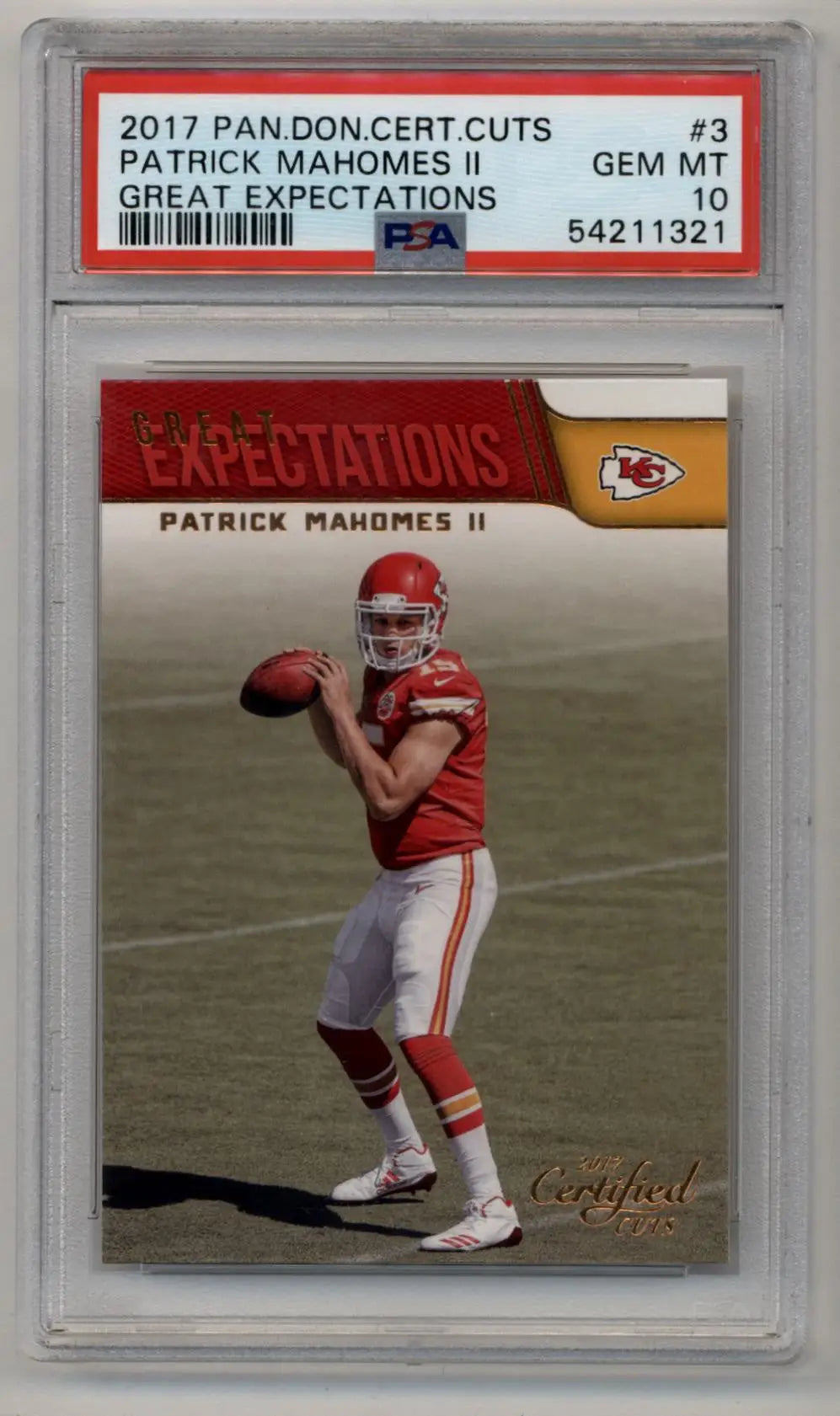 PSA 10 Gem Mint Patrick Mahomes 2017 Donruss Certified Cuts Great Expectations card