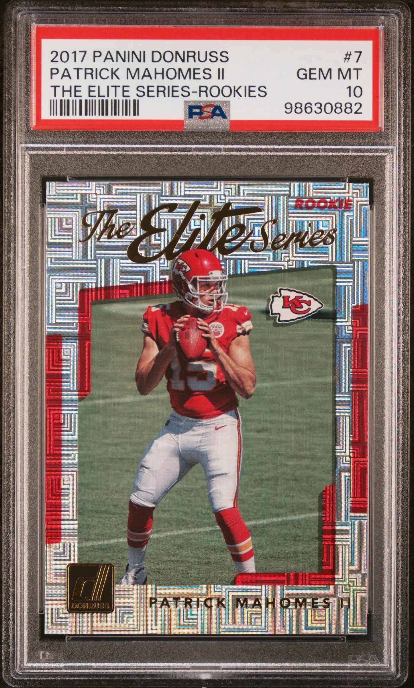 Patrick Mahomes 2017 Donruss The Elite Series football card PSA 10 Gem Mint