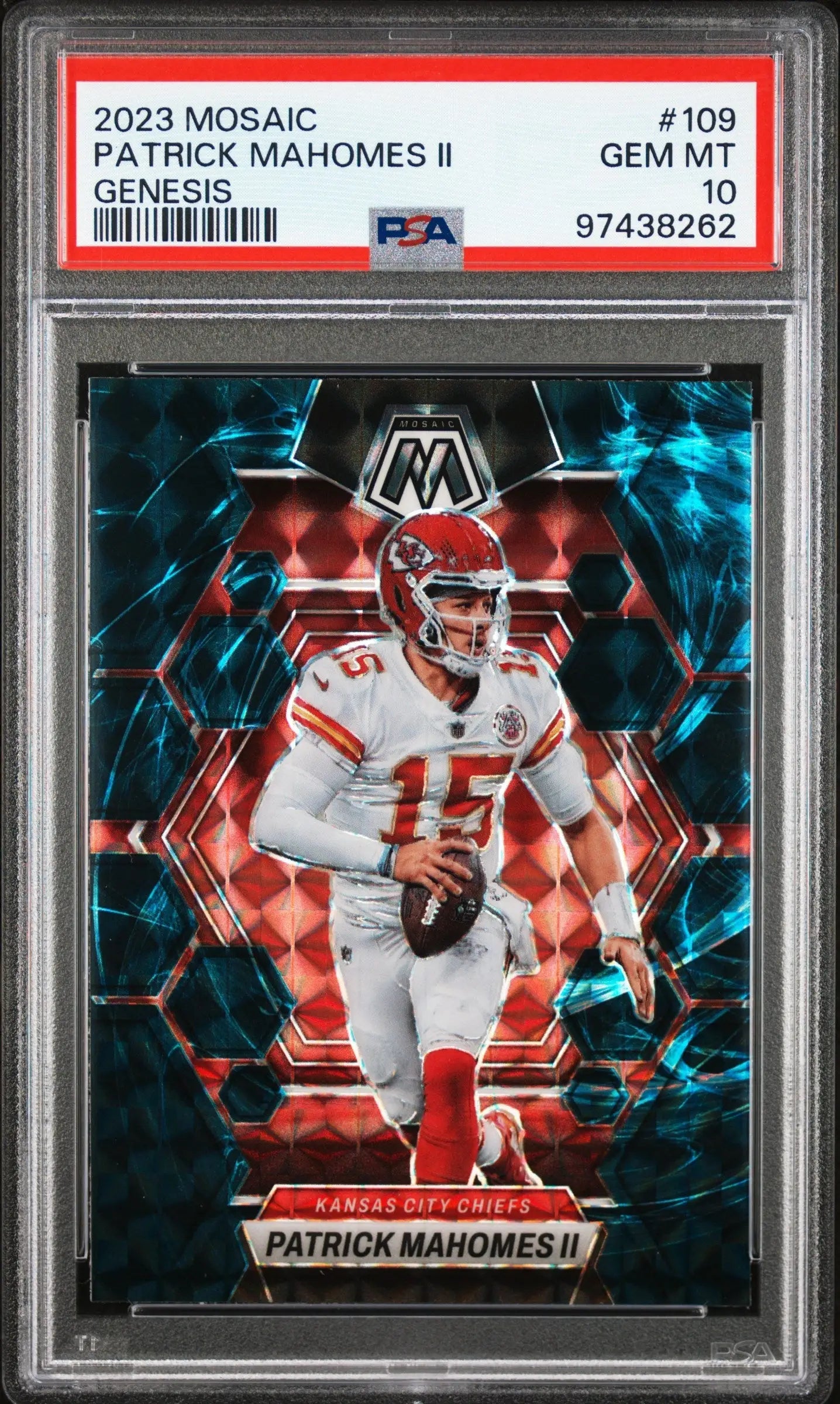 Patrick Mahomes 2023 Panini Mosaic #109 Genesis PSA 10 Gem Mint football card