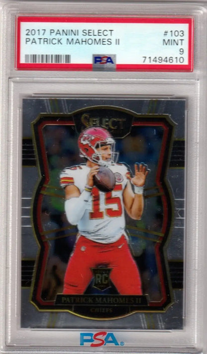 PSA-graded Patrick Mahomes II 2017 Panini Select rookie card from Columbia Hobby