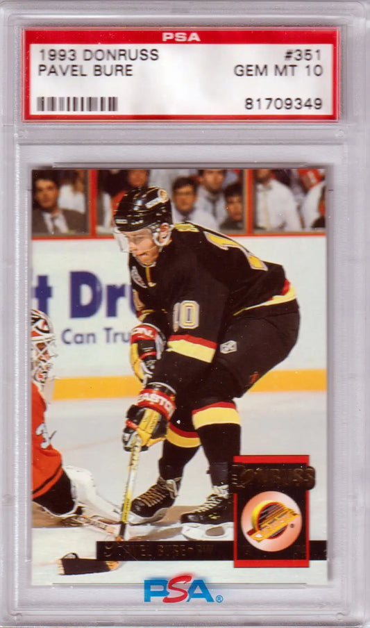 PSA-graded 1993 Donruss Pavel Bure hockey card in protective case from Columbia Hobby