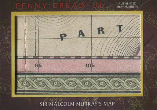 Fragment of antique map detail from Penny Dreadful trading card featuring Sir Malcolm